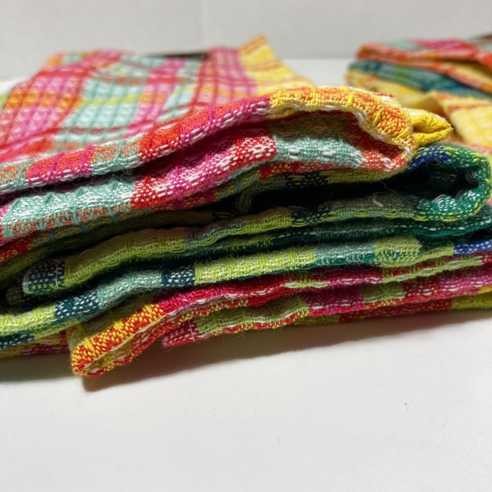100% Cotton Kitchen Towels Waffle Spring Colors Pink Yellow Green - Picture 10 of 13